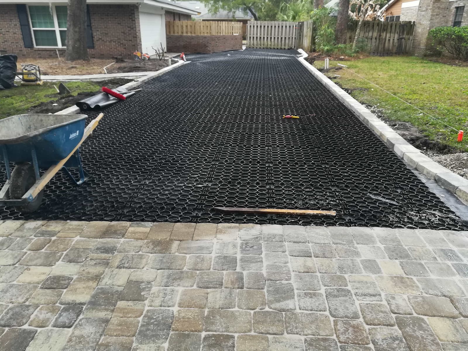 Grass paver driveway installation